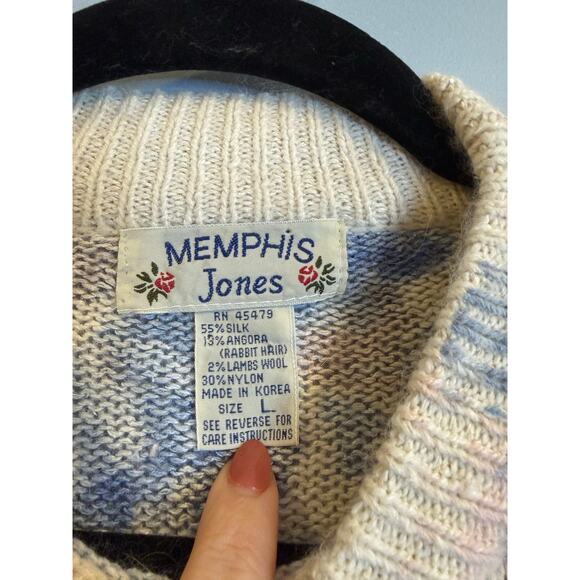 Vintage Memphis Jones Silk-Angora Floral Sweater – Size L - Picture 3 of 4